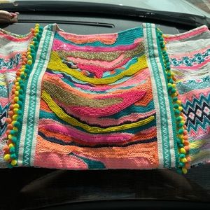 New without tags DAPHNE EMBELLISHED MULTI-COLORED HAND BEADED TOTE